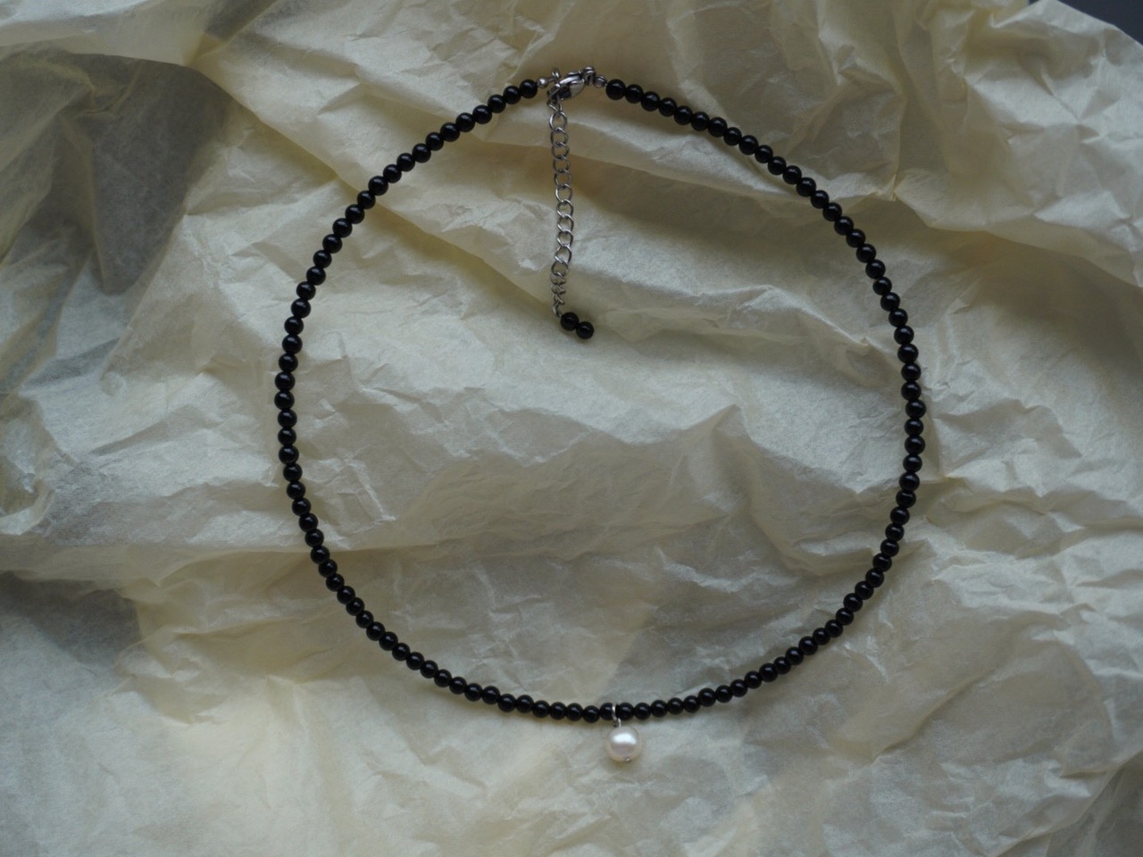 【 WAVE 】onyx × PURE point necklace