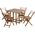 ダイニングテーブル5点セット NX-930 4人 アウトドア ガーデンチェアセット ガーデンファニチャー テーブル 机 椅子 いす イス 木製 ナチュラル 家族 グループ BBQ パーティー ベランダ バルコニー クリコ 屋外