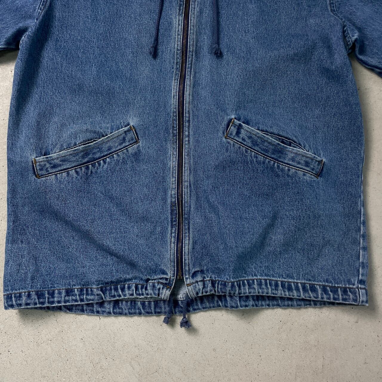 90s L.A. BLUES（XL）デニムジャケット＊フーディー＊フルジップ L.A.BLUES デニム ジップアップパーカー メンズL~XL相当 古着 アメカジ