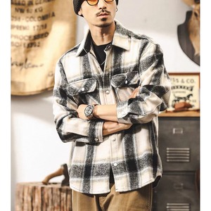 Shadow check snap button shirt  1261