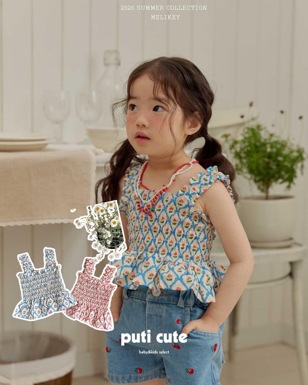 80-140 ꒰ 予約 ꒱ Cherry ribbon tops / MELIKEY ⸝⋆