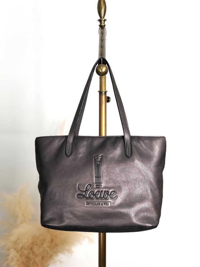 LOEWE　ロエベ　アナグラム　レザー　コンパクトウォレット　財布　ブラック　vintage　ヴィンテージ　オールド　cnge4t