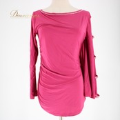 社交ダンス 衣装 スタンダード トップス レッスンウェア レディース ラインストーン 長袖 アシンメトリー ピンク系 アシメ 無地 シンプル アクセサリー エレガント 柔らかい 伸縮性 おしゃれ ダンスウェア カジュアル レディースファッション スポーツウェア パーティー 衣装 ピンク色 スタイリッシュ シンプルデザイン