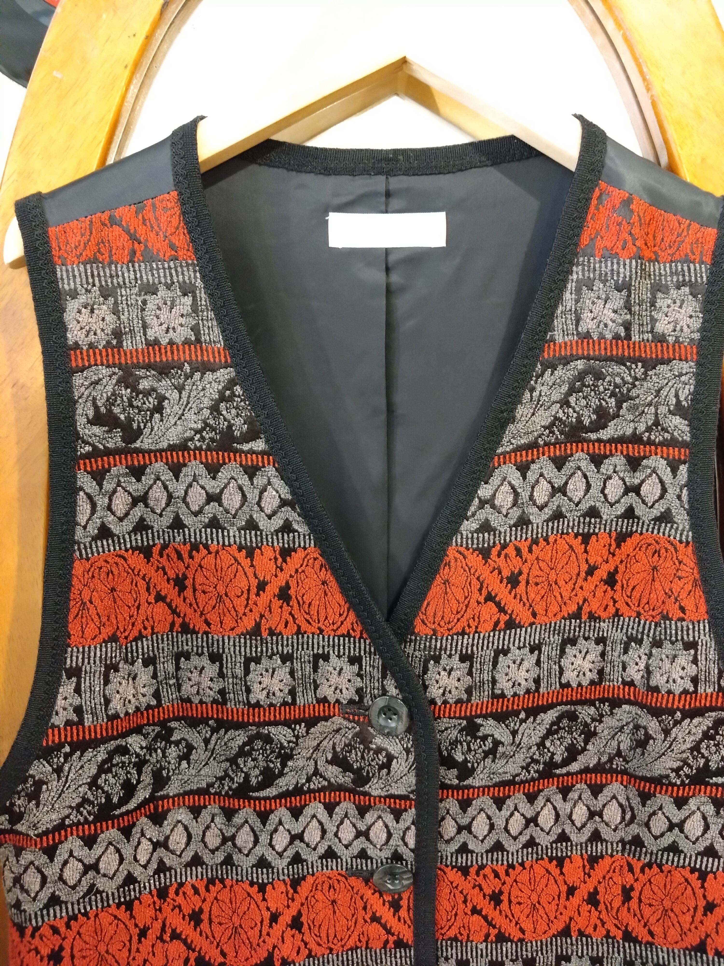 ボタニカル刺繍ジレ/アンティークビンテージ古着昭和レトロベスト 