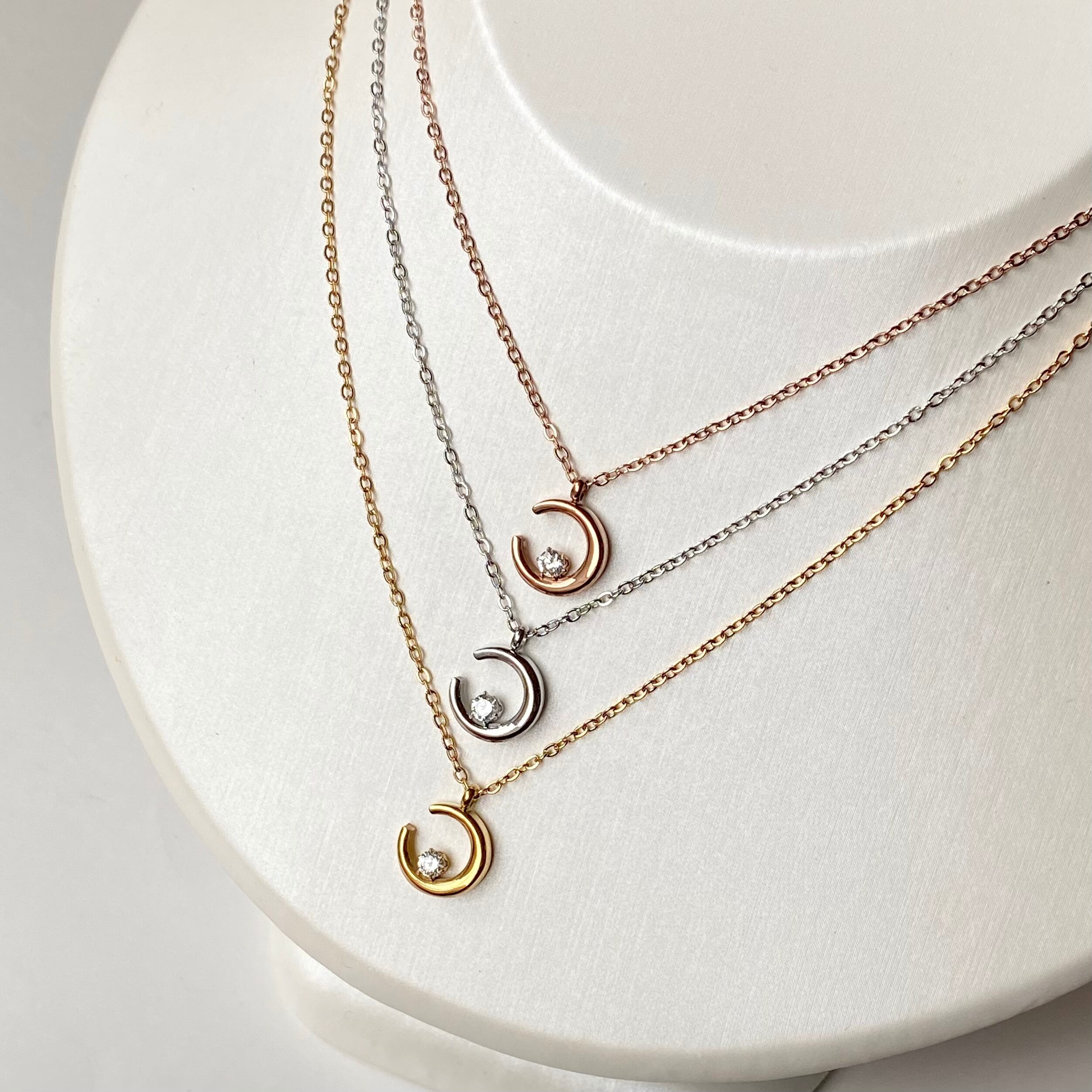 【ONLINE限定】FULL MOON ネックレス ムーン ジルコニア ネックレス MN183 | emu