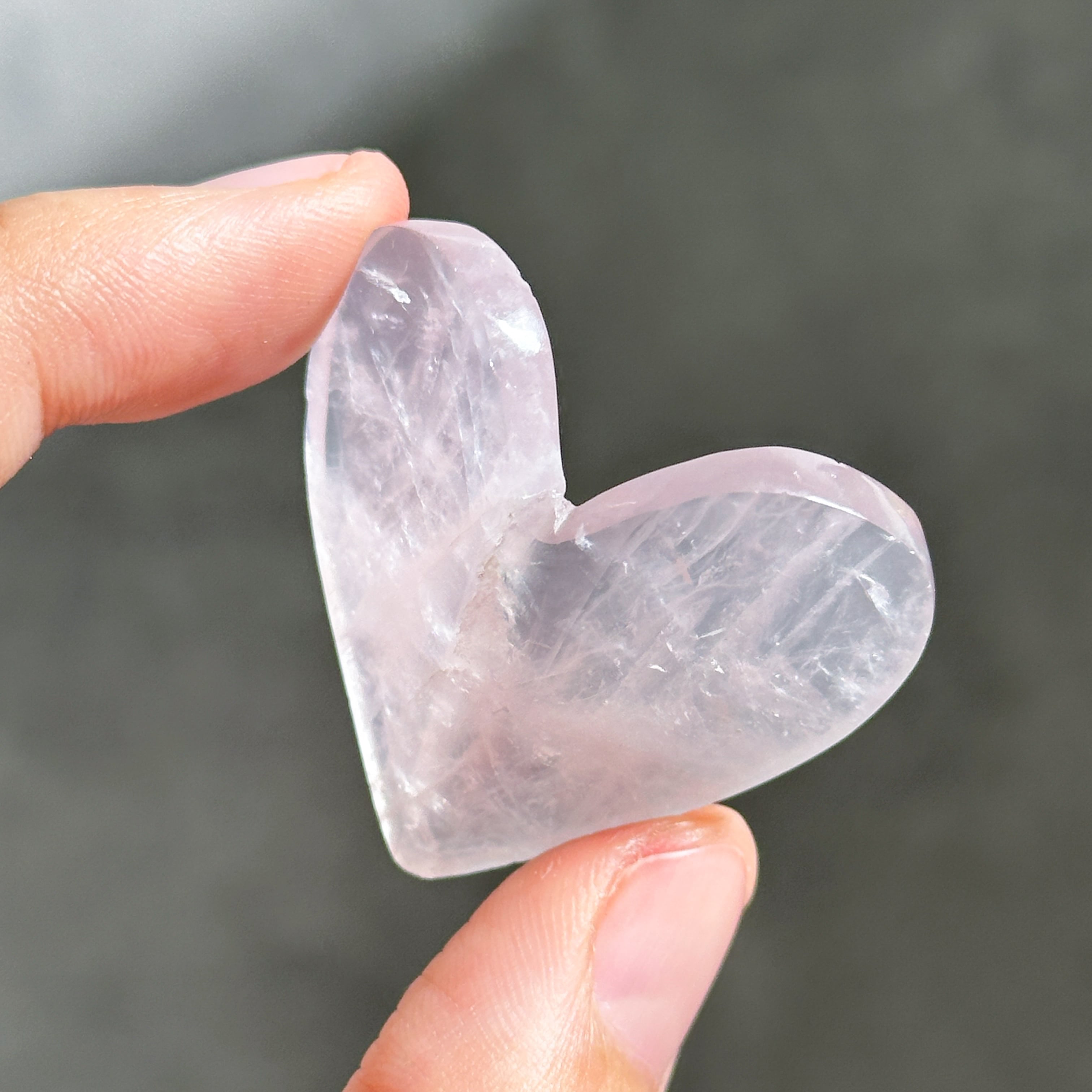 ローズクォーツ 3Dハート 03♡Rose Quartz heart ♡天然石・鉱物