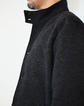 kujaku - Box Silhouette Wool Jacket :Black|二重織り/裏起毛“表使い”/バイオウォッシュ