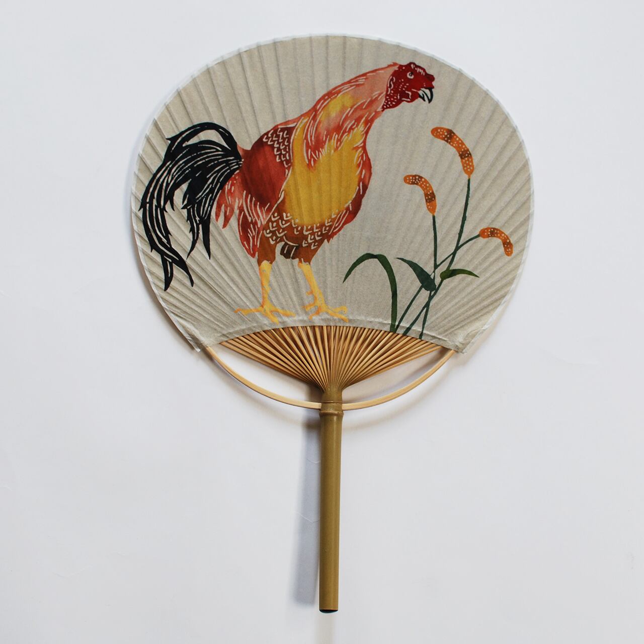 うちわ「じゃれ猫」藍 | katazome&batik KAMON