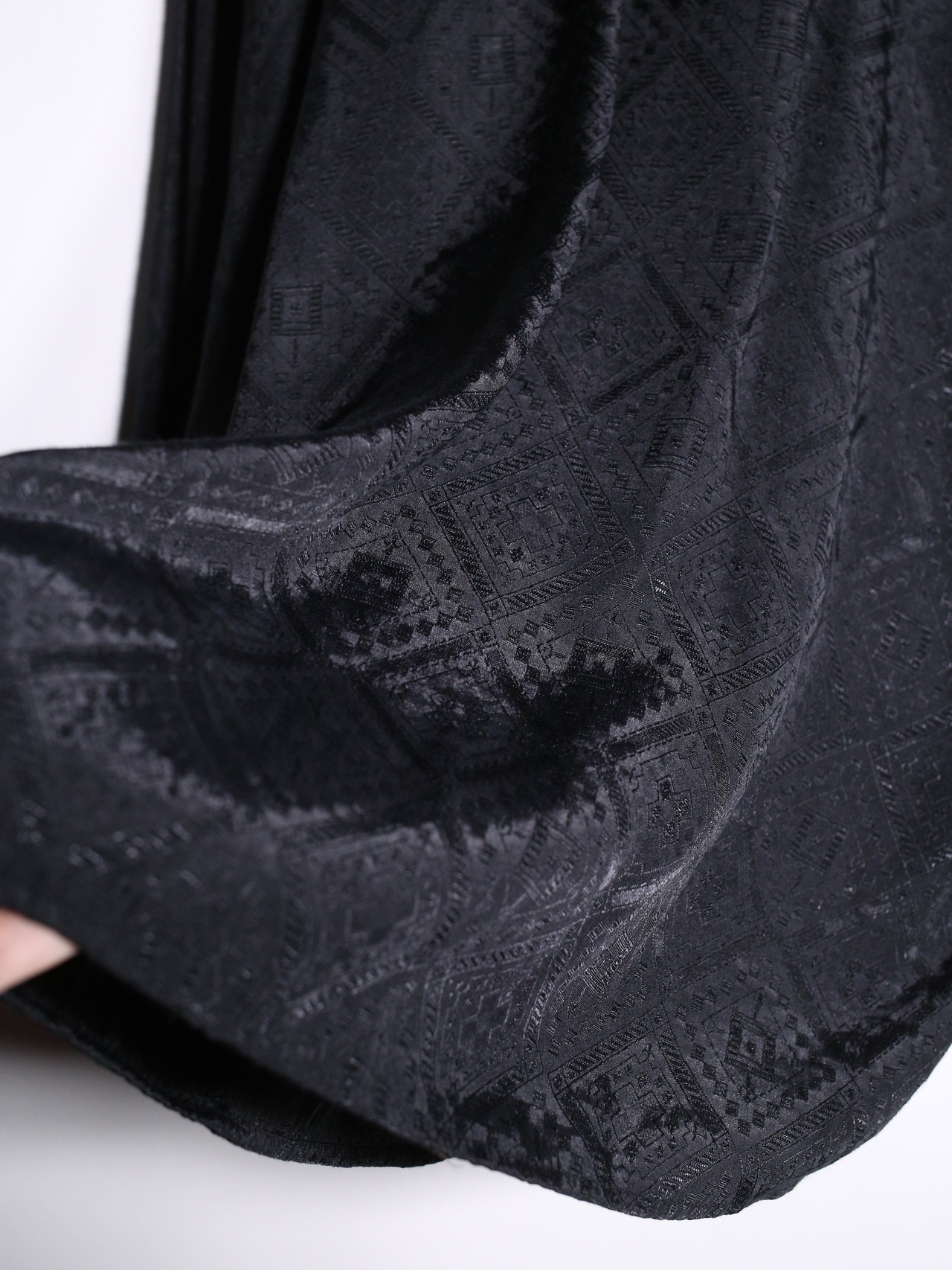 gloss black full pattern over silhouette band-collar shirt - 16