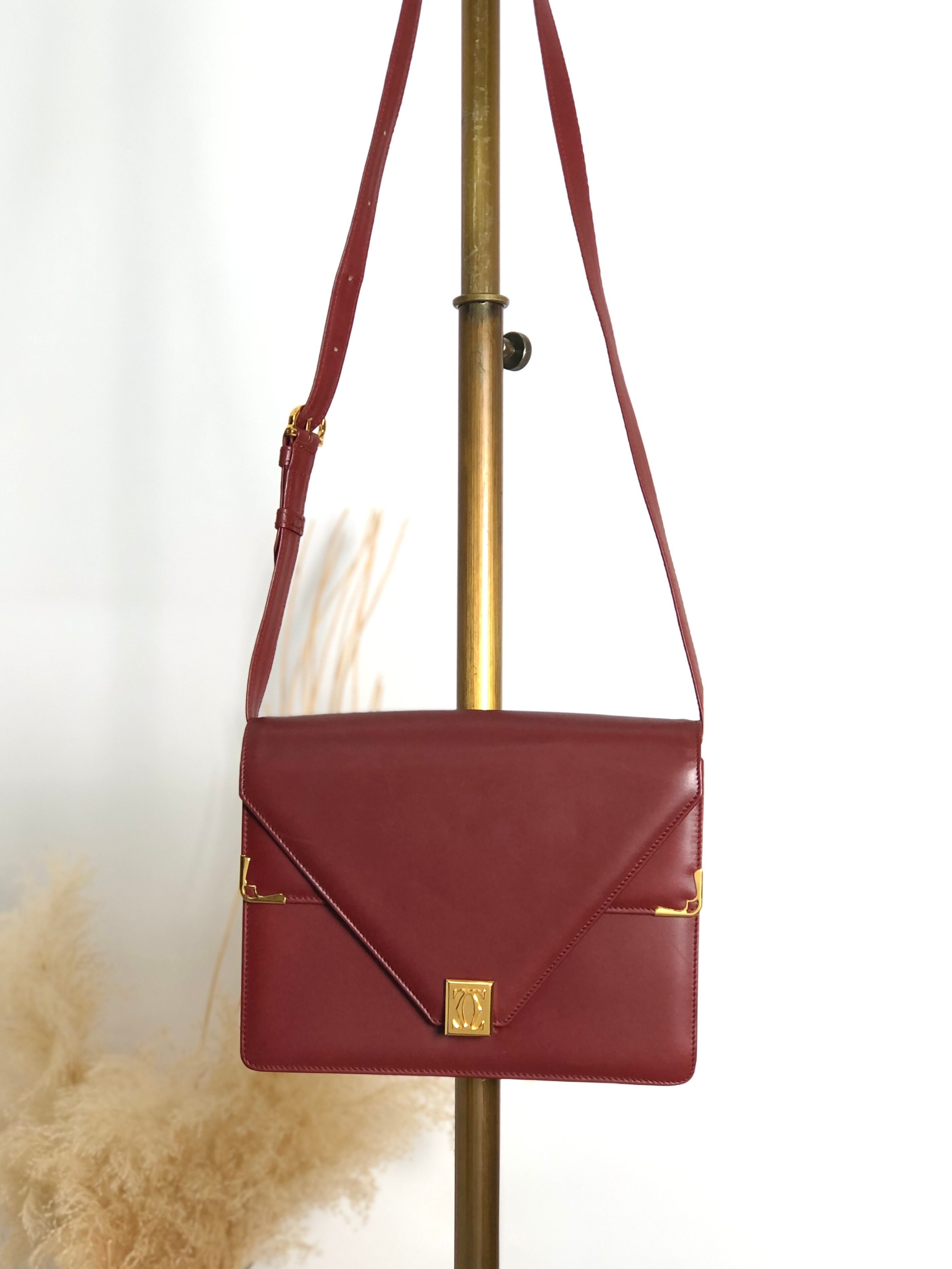 Cartier カルティエ マストライン ショルダーバッグ ボルドー ロゴ レザー フラップ vintage ヴィンテージ オールド 3m6y5t