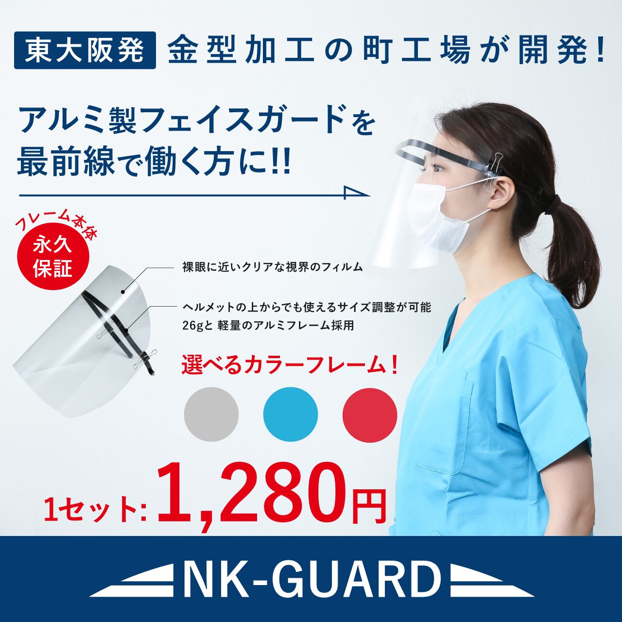 医療者支援セット(カラーフレーム)】NK-GUARD 標準フィルム（B1）5枚