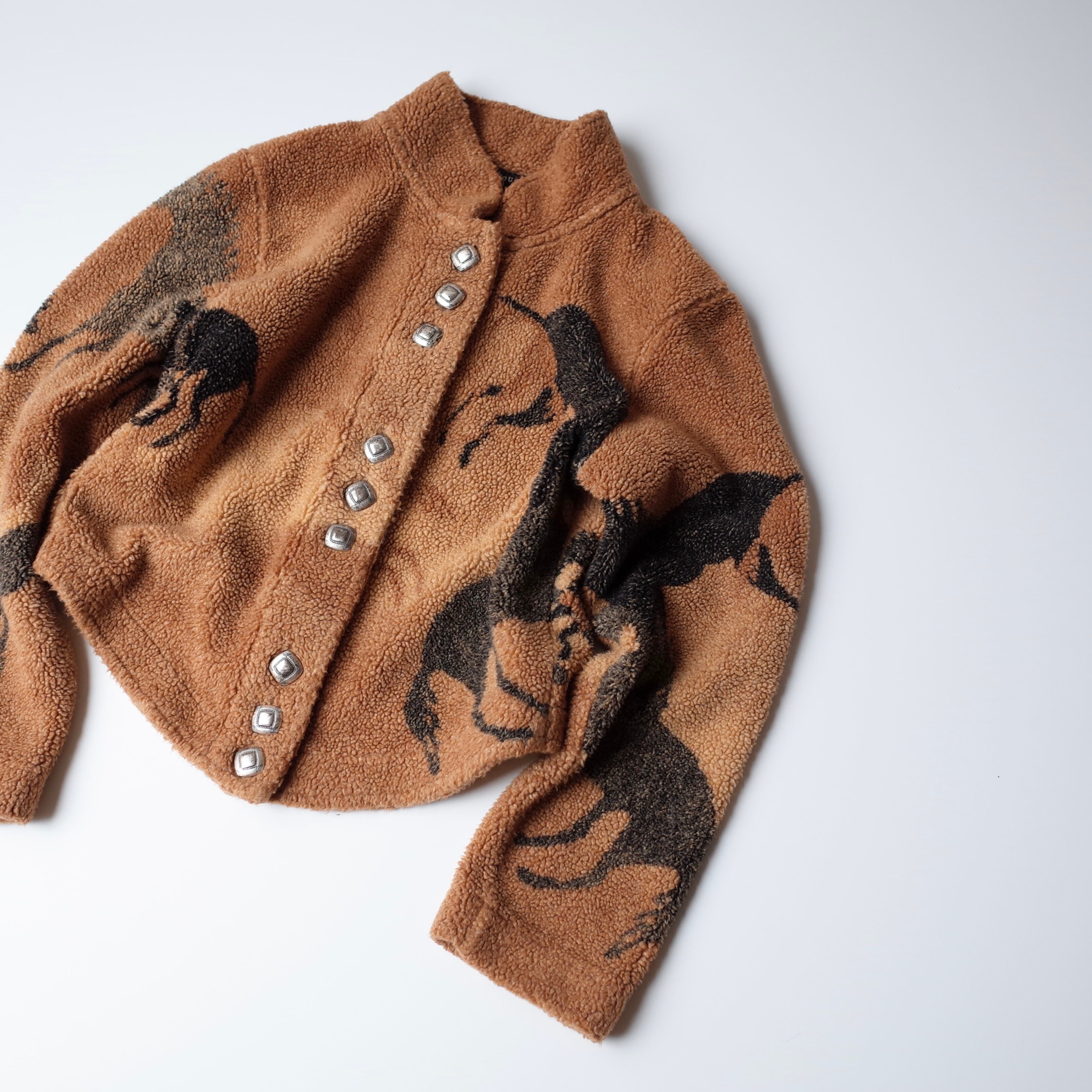 Horse pattern fleece jacket