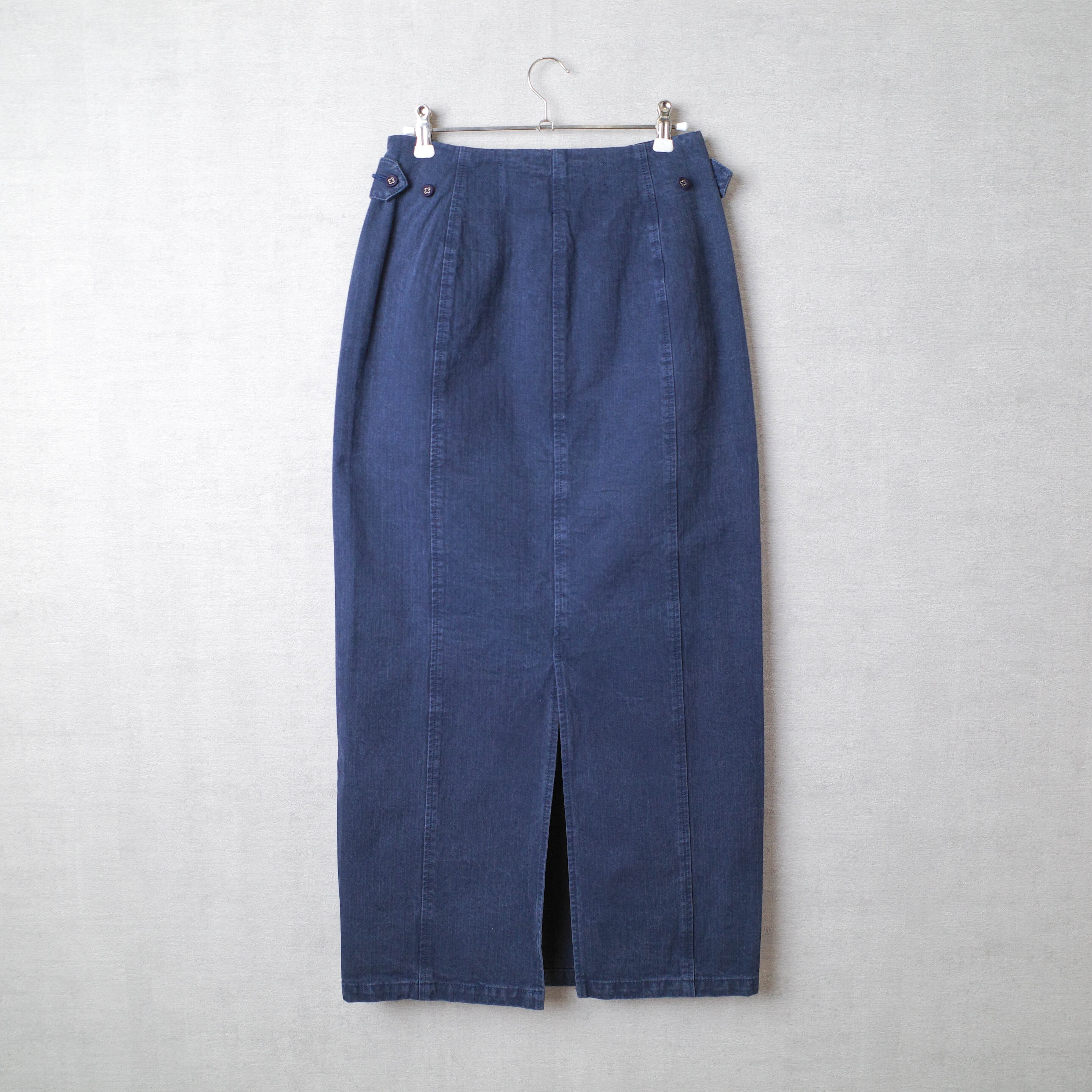 [NEW] BLACK by MOUSSY	JAPAN MADE HERRINGBONE PENCIL SKIRT NAVY 070BA311-0030