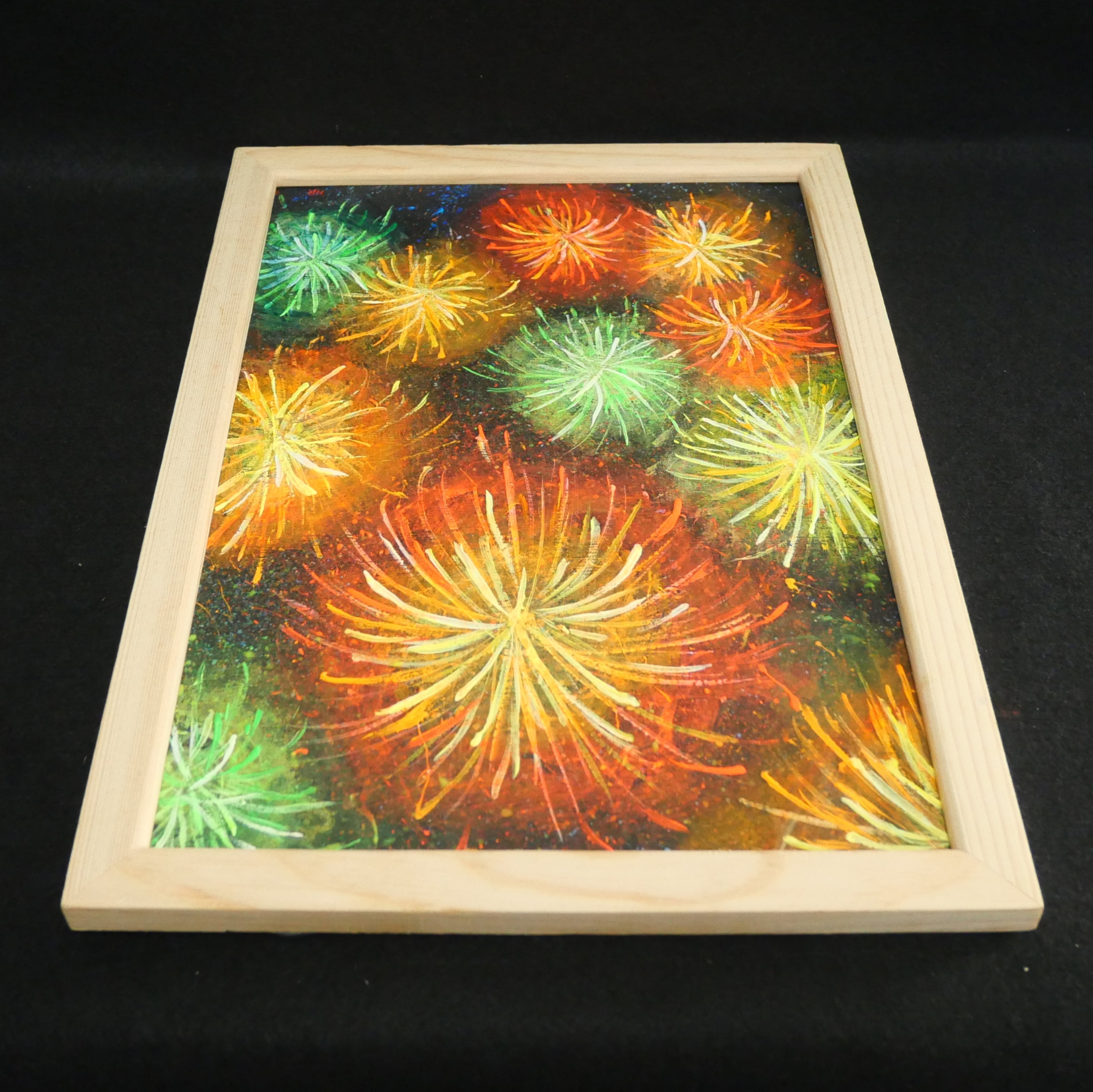 油絵 【百花繚乱の夜に】 原画 絵画 『花火』 風景画 手書き 額付き 夏の絵 油絵 【百花繚乱の夜に】 原画 絵画 『花火』 風景画 手書き 額付き 夏