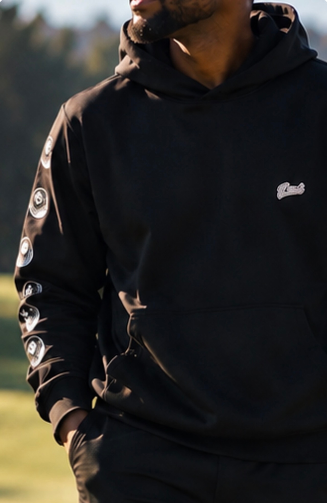 BALL SLEEVE TECK SWEAT HOODIE BLACK【PRE ORDER】