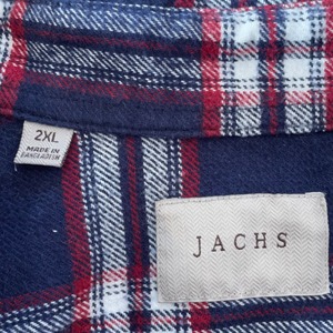 【JACHS】ネルシャツ 長袖シャツ フランネル ヘビーネル チェック柄 2XL ビッグシルエットフラップポケット US古着