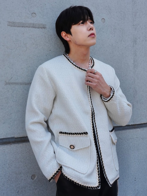 【ALUDE SELECT】simple line tweed jacket