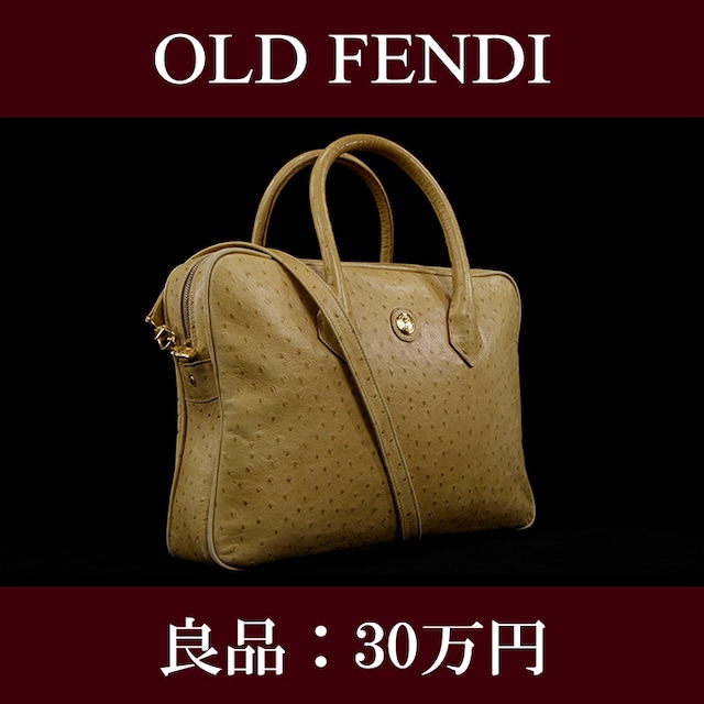 【全額返金保証・送料無料・良品】OLD FENDI・オールドフェンディ・2WAYショルダーバッグ(オーストリッチ・人気・斜め掛け・A4・E220)