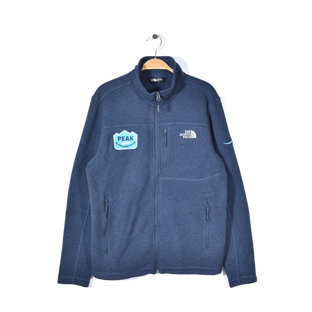 ノースフェイス 企業別注 アマゾン フリースジャケット ベターセータータイプ 紺 フルジップ アウトドア NORTH FACE メンズM 古着 @DD0366