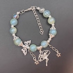 イエローブルー×ホワイトのさわやかブレスレット(No.14)