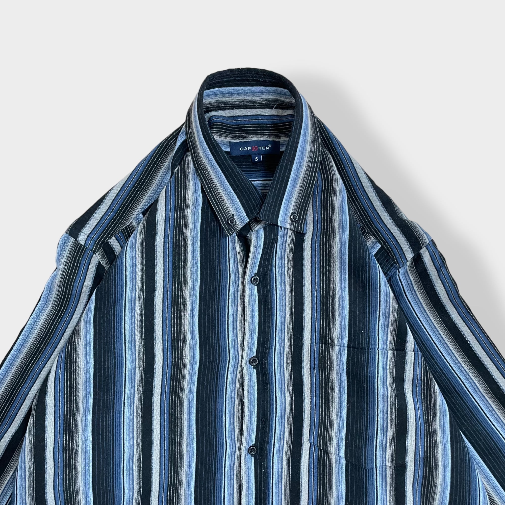 CAPTEN】ストライプシャツ マルチカラー マルチストライプ 長袖シャツ