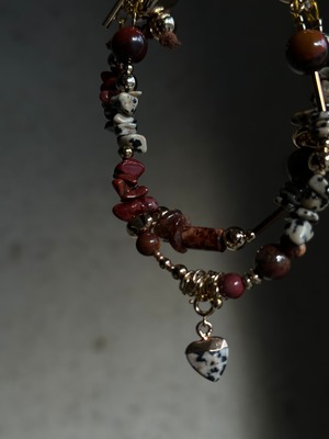 Mookaite heart charm leather choker.049