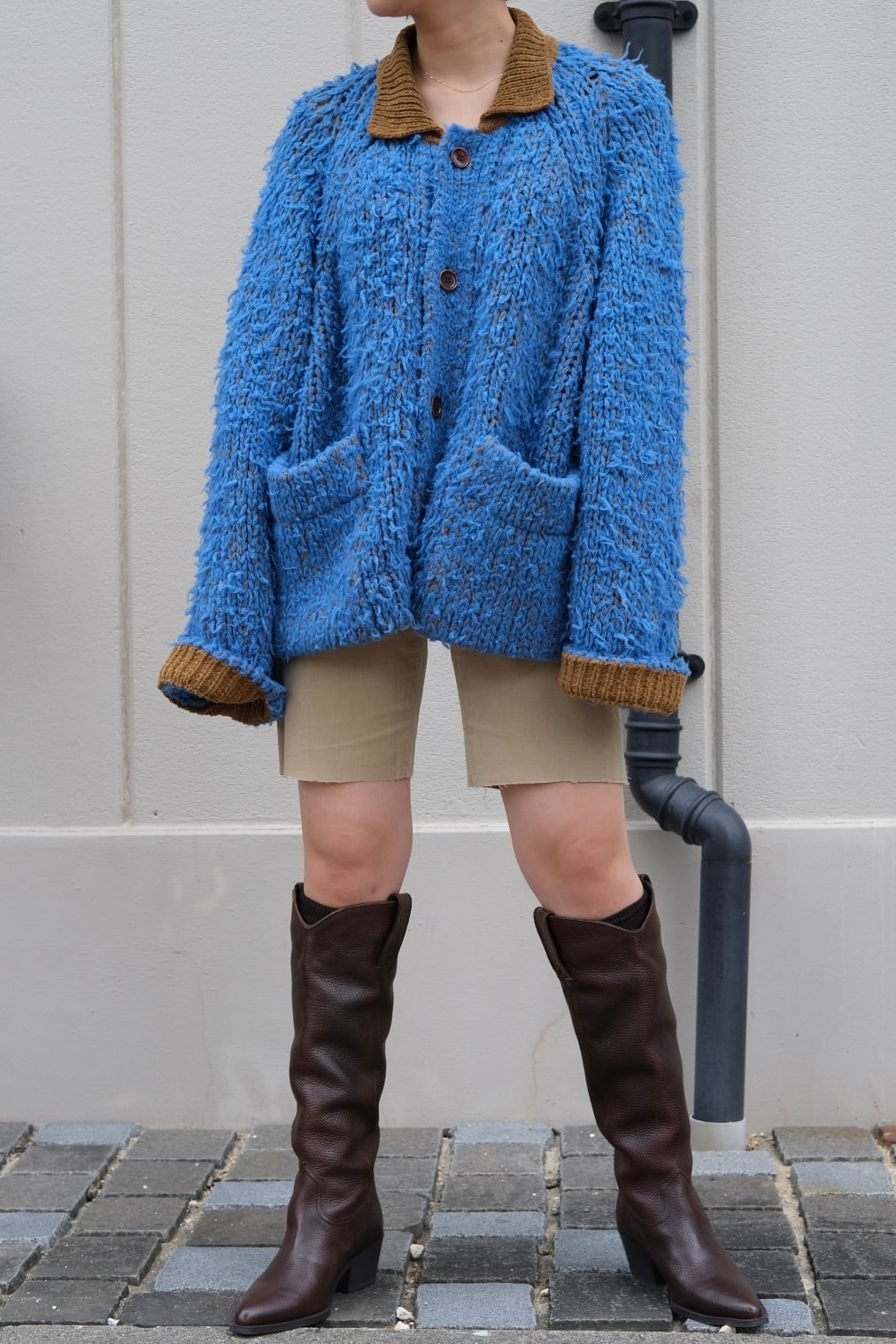 kota gushiken】Fisherman's Wool Fur Jacket -Light Blue- | loop