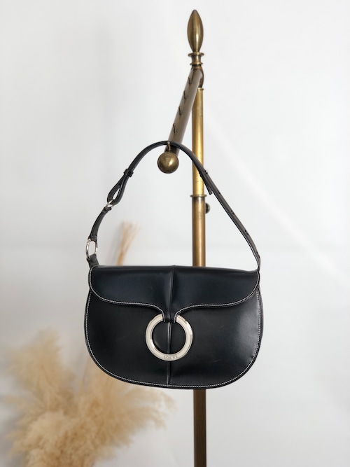 LOEWE ロエベ ショルダーバッグ ブラック サークルモチーフ ロゴ レザー ワンショルダー vintage ヴィンテージ オールド sy8ch6