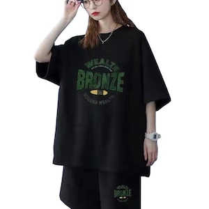 【人気】[NOLCCTN] スウェット セットアップ ジャージ 上下 2点セット 半袖 tシャツ ショートパンツ ゆったり 大きいサイズ 体型カバー スポーツウェア ルームウェア レディース 春 夏 秋 LHL143