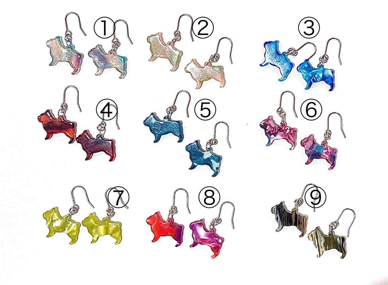 ★フレンチブルドッグ★ピアスピアス・イヤリング★犬★【メガネ産地福井～メガネ素材で作ったアクセサリー】