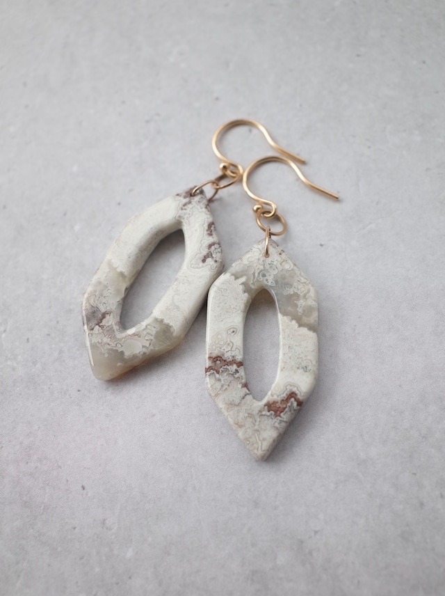 Crazy Lace Agate  - Graphical Hook Earrings  -