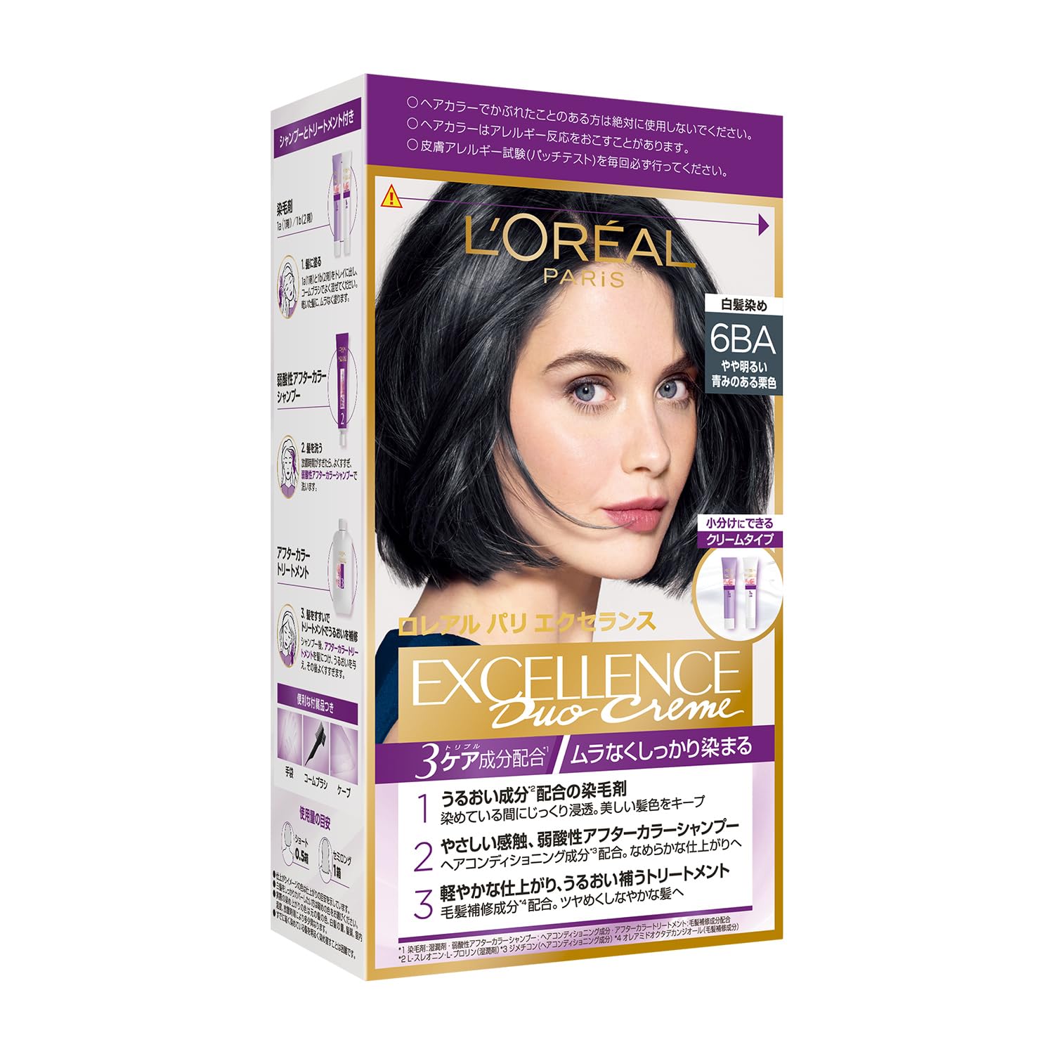 【人気】L'Oreal Paris(ロレアルパリ)エクセランス R クリームタイプ白髪染め6BA やや明るい青みのある栗色本体