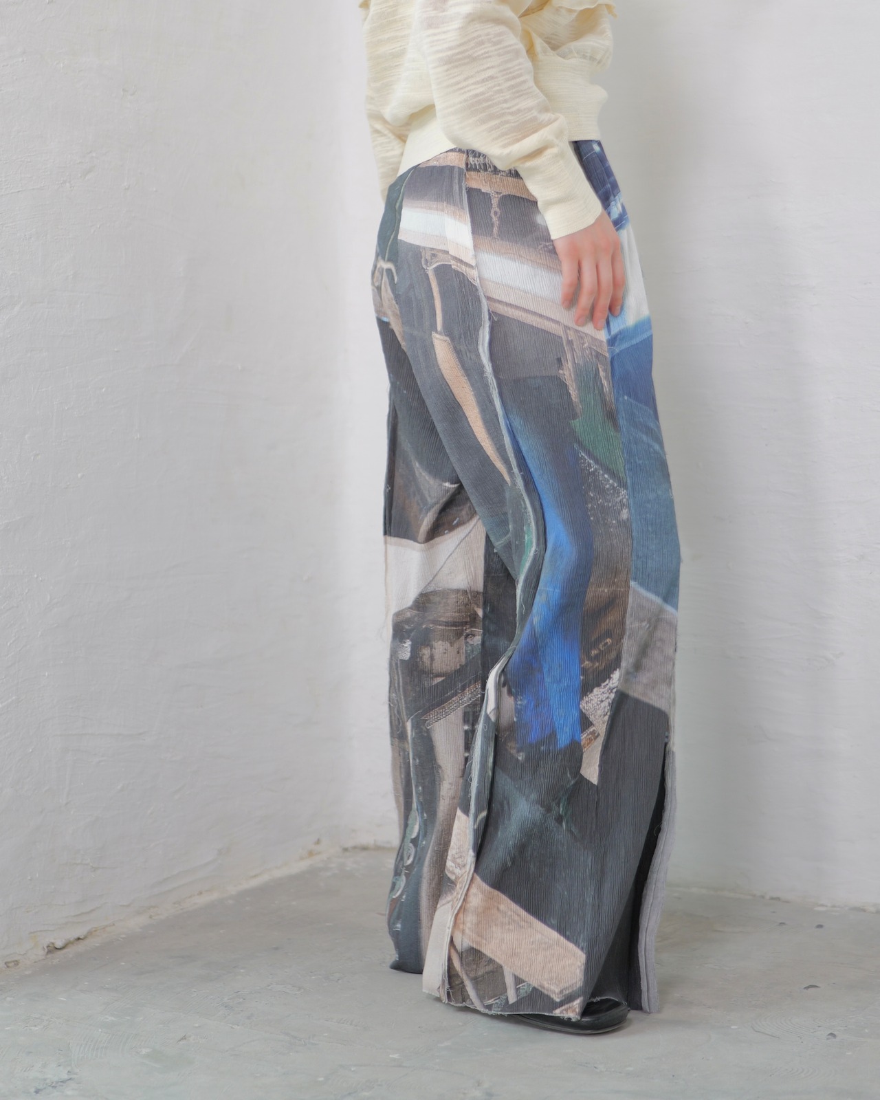 kotoha yokozawa - Graphic Yoryu Pants ：Mono Coil｜グラフィック楊柳／風景プリント／size 4