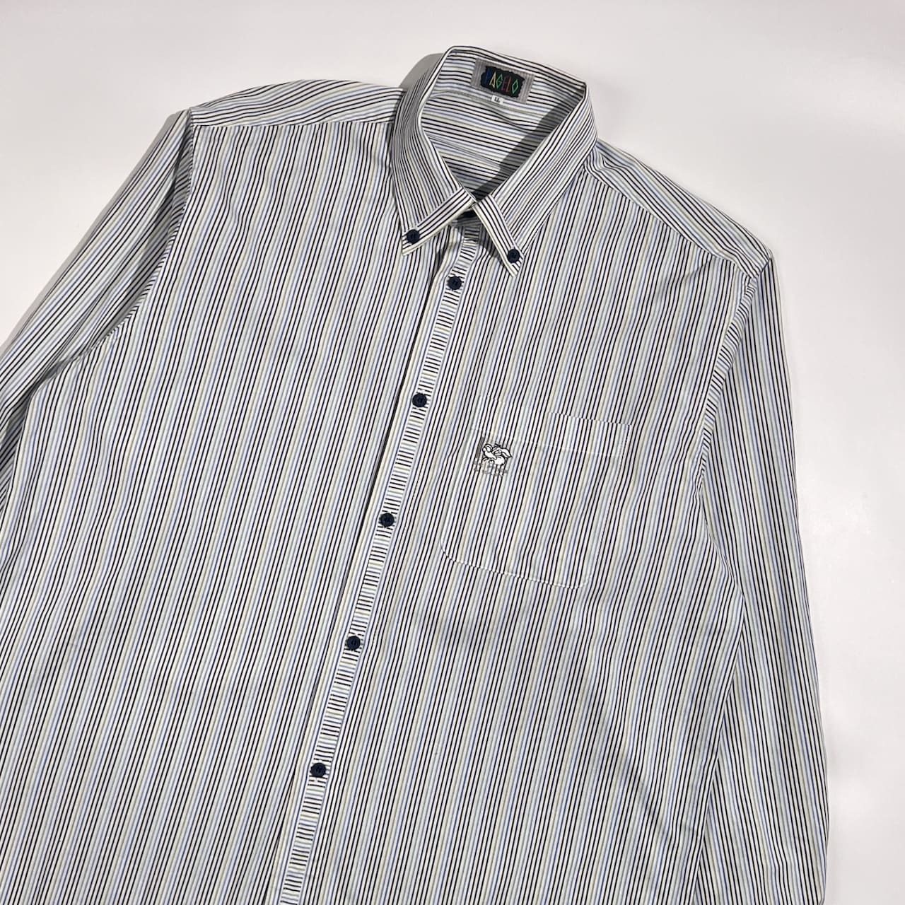 PAGELO パジェロ マルチストライプ柄 BD ボタンダウン 長袖シャツ サイズ LL /メンズ