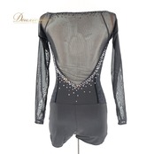 ダンス 衣装 トップス レオタード ブラック系 チャコット Chacott 黒 ベルト 新体操 社交ダンス フィギュアスケート ラインストーン キラキラ レース 花柄 メッシュ生地 上品 セット 長袖 透け感 ダンス衣装 ステージ イベント 競技 競技用
