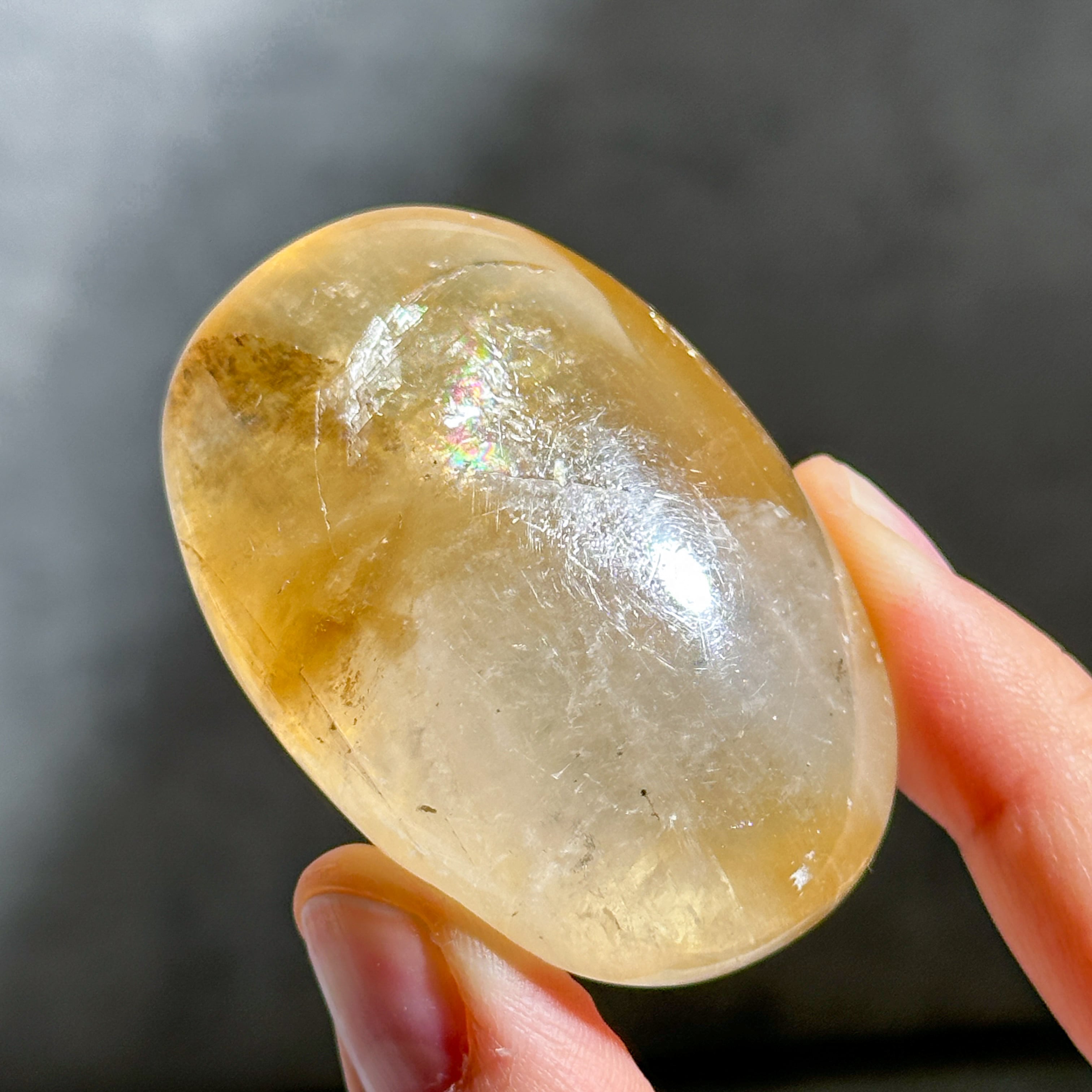 ハニーカルサイト パームストーン22◇Honey Calcite◇天然石・鉱物