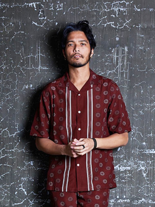 EGO TRIPPING (エゴトリッピング) 50's PANEL ALOHA SHIRT / WINE　613658-14