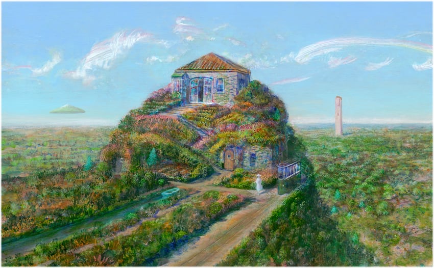 井上直久・絵本イバラードの旅より『線路わきの店』版画 | ART SPACE