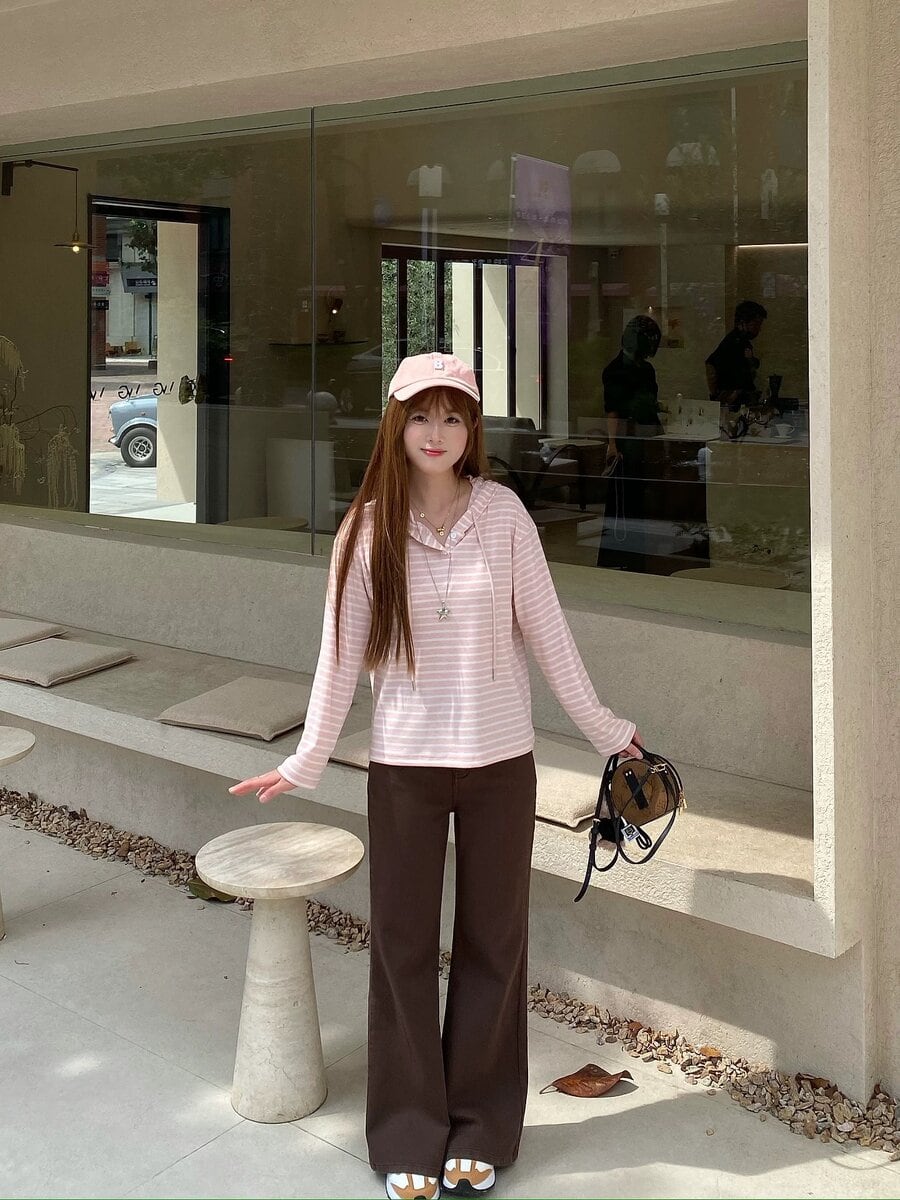 154cm〜 ビターココアのフレアパンツ