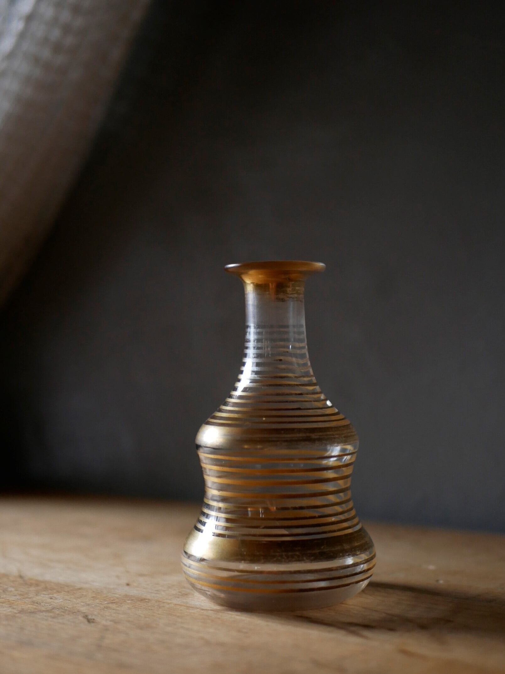 ゴールドストライプ フラワーベース フランスヴィンテージ ブロカント