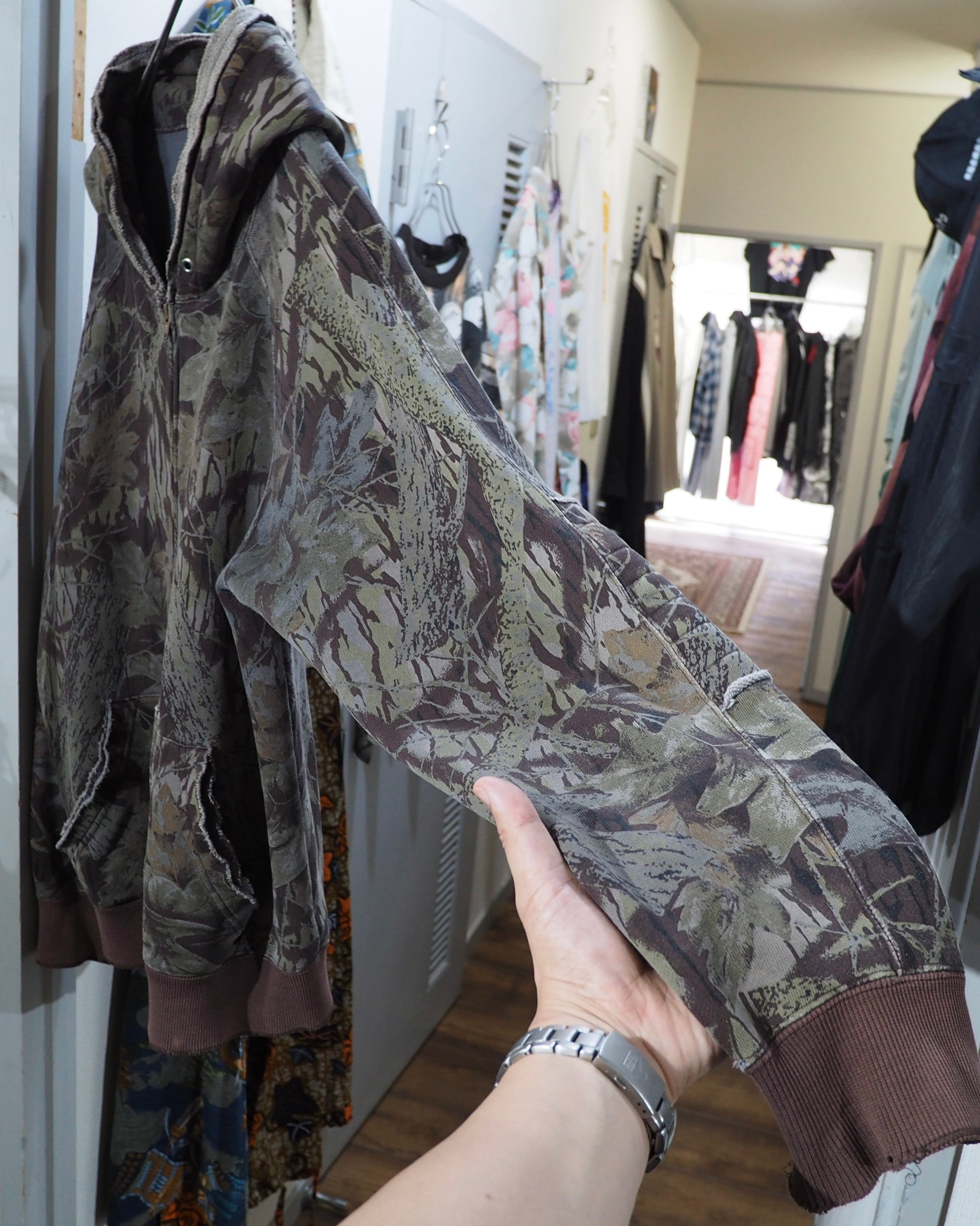 2002s " PPFM - Archive " Beautiful Aging Camouflage × Two stars Embroidery Full zip Parker ピーピーエフエム アーカイブ 星刺繍 パーカー