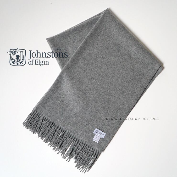 【新品未使用】 ジョンストンズ Johnstons カシミア ストール 大判 カシミヤ Cashmere Solid Stole WA56 無地 WA000056  【4.BLACK】