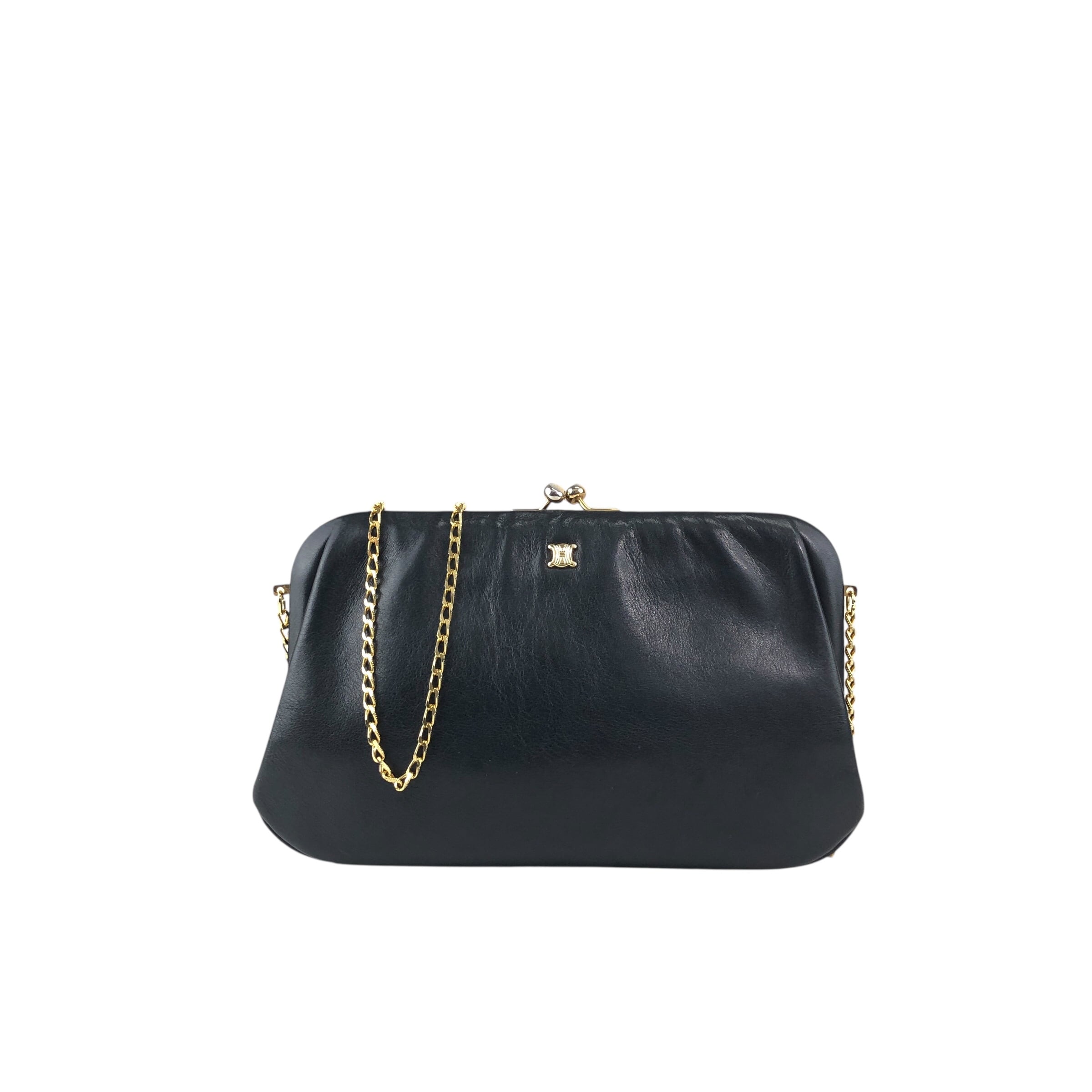 CELINE セリーヌ ショルダーバッグ ブラック ブラゾン レザー がま口