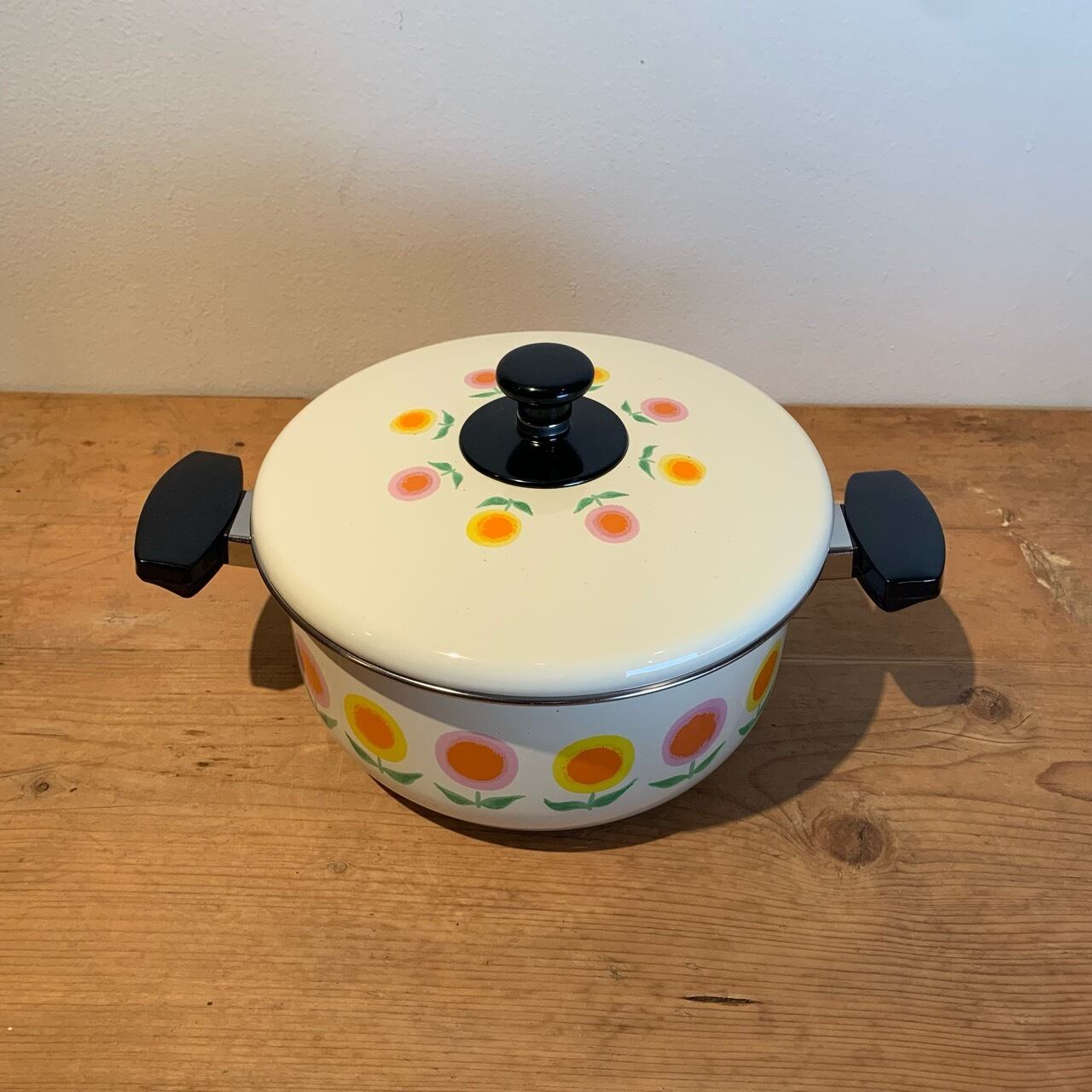 ユニホーローウェア 花柄が可愛い 北欧風プリント ホーロー両手鍋