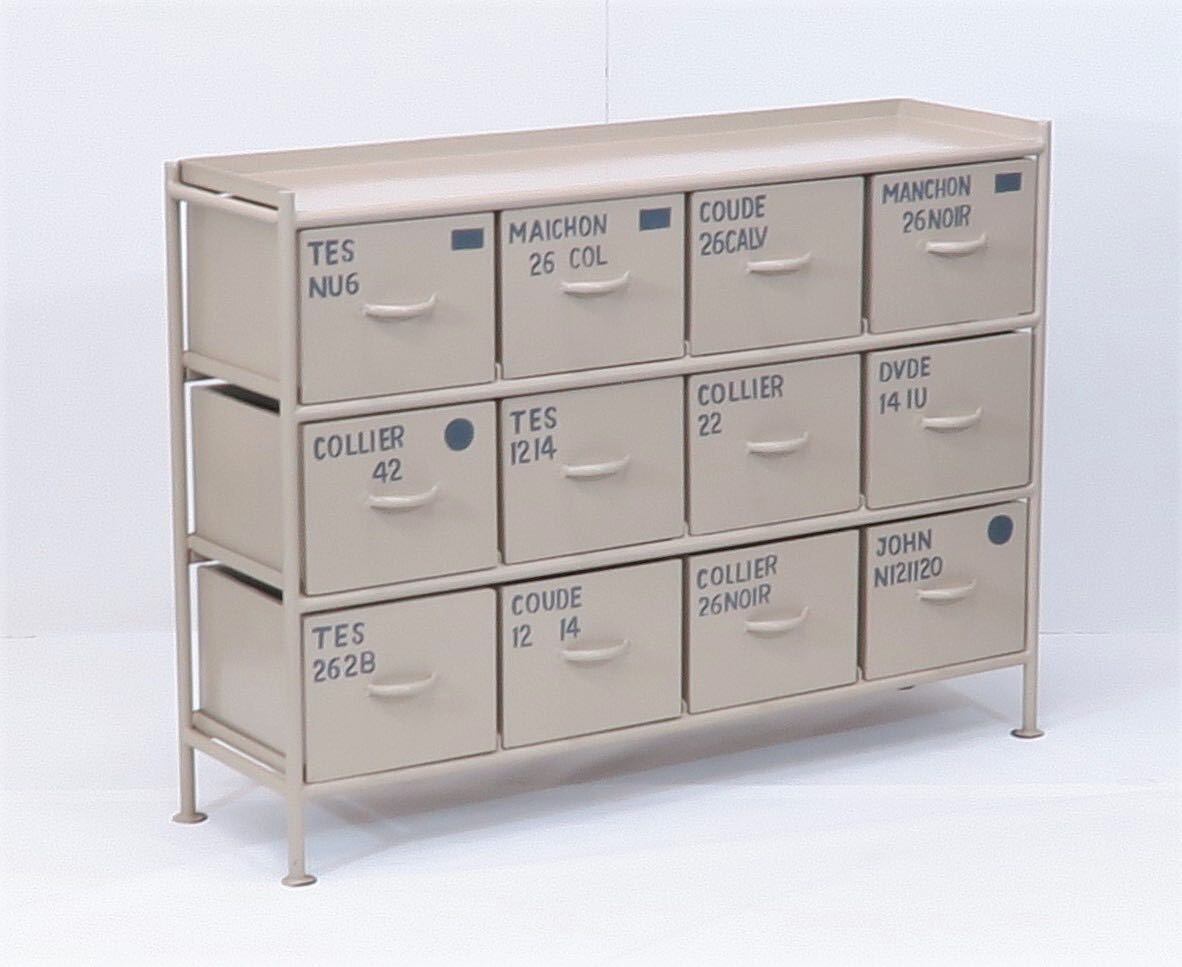 HORIZONTAL 12 DRAWERS CHEST - BEIGE / 横型 アイアンチェスト 12杯 