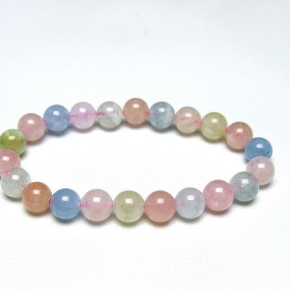 ミックスカラーベリル ブレスレット 9mm 一点物 メール便可 [M便 1/10] 111-48865