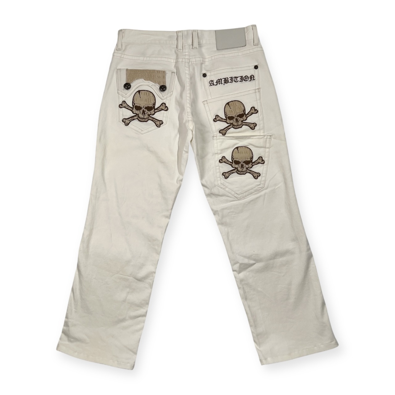 Be Ambition ビーアンビション スカル ドクロ ホワイトデニム パンツ ボトムス サイズ 34 /メンズ