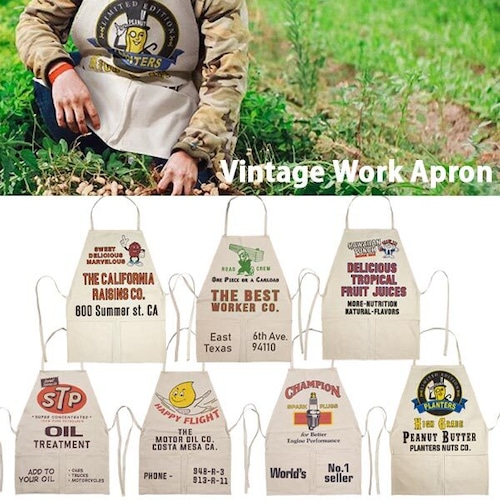 Vintage Work Apron ヴィンテージ ワーク エプロン 全7種 コットン キャンプ DIY ガーデニング アウトドア ガレージ