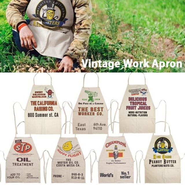 Vintage Work Apron ヴィンテージ ワーク エプロン 全7種 コットン キャンプ DIY ガーデニング アウトドア ガレージ