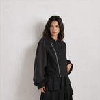 シアスリーブ×アシメジップライダースショートブルゾン